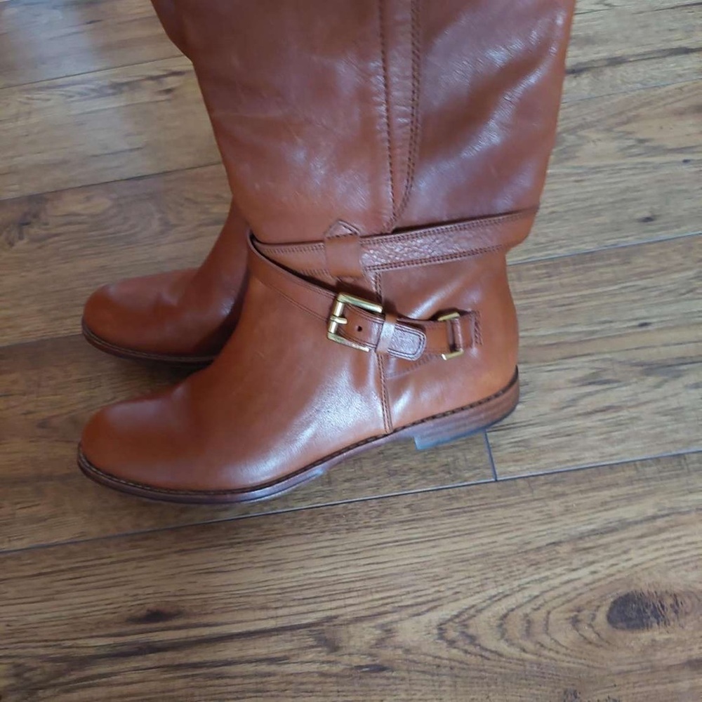 Coach Monique Flat Leather Riding Boots Brown/Cinnamon Gem